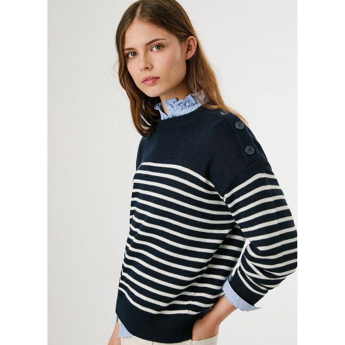 Ριγέ πουλόβερ Pepe Jeans Carlina με ρίγες σε αντίθεση
