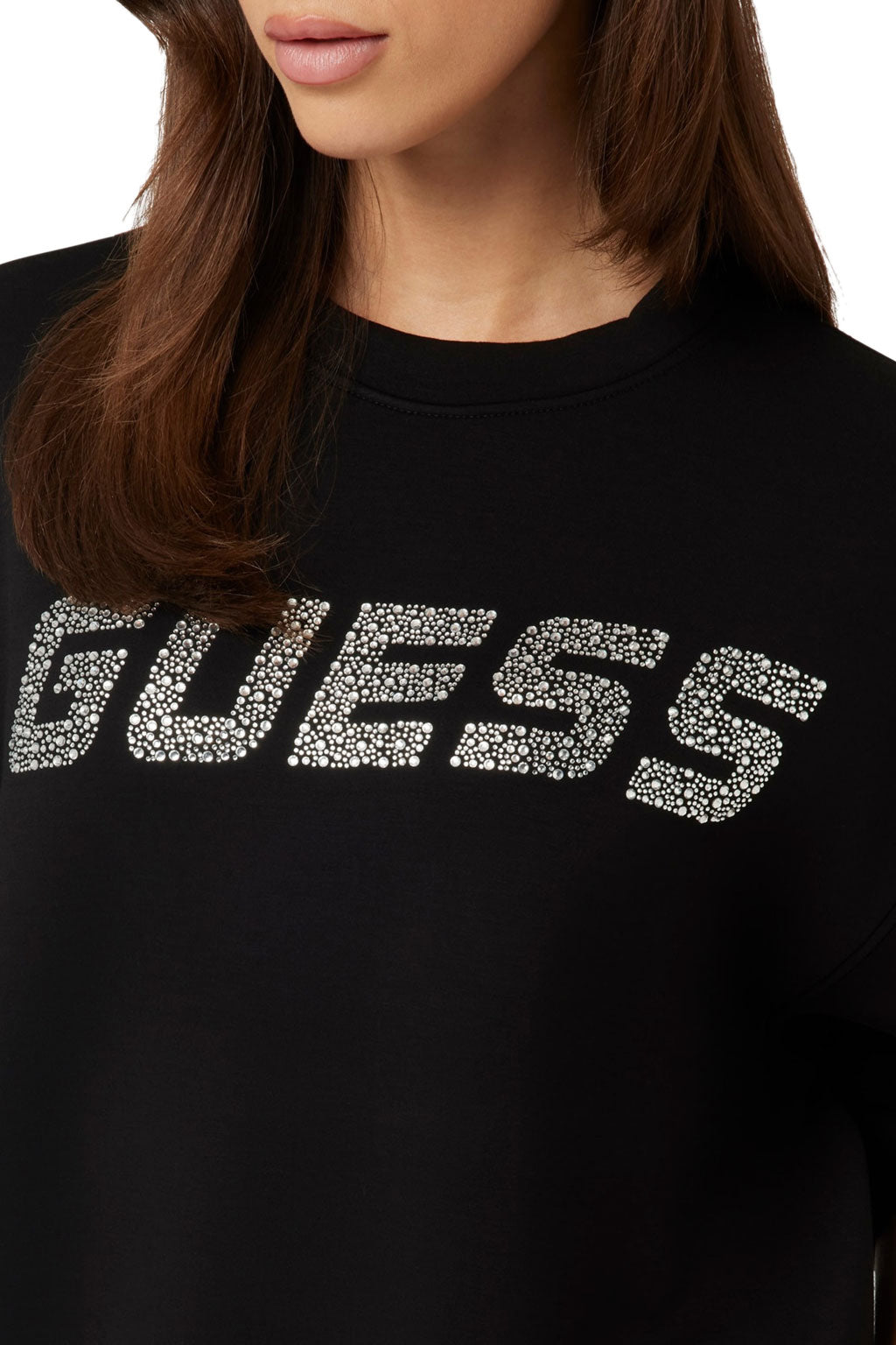 Βαμβακερό φούτερ Guess με στρογγυλή λαιμόκοψη