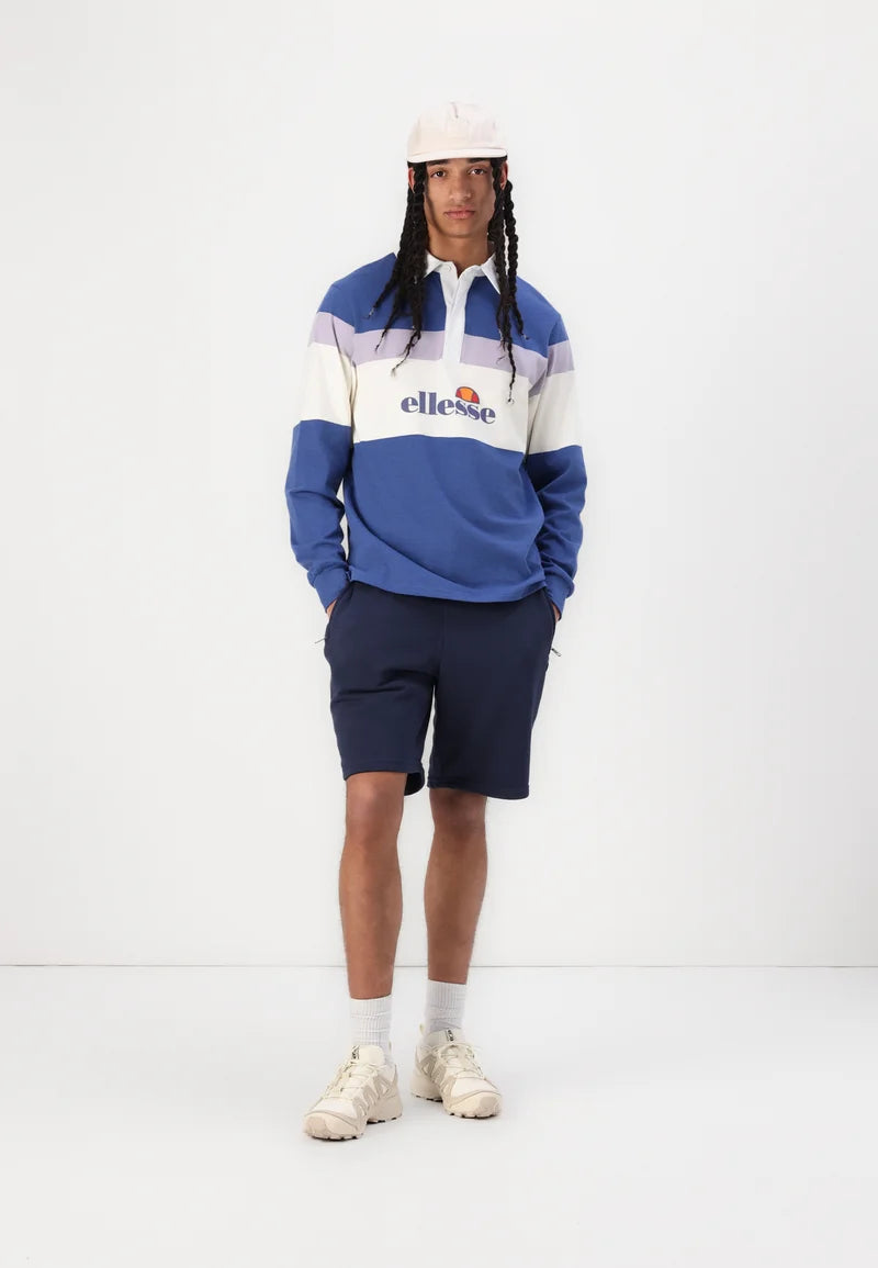 Μακρυμάνικο rugby polo Ellesse σε μπλε, λιλά και κρεμ μπλοκ χρώματος